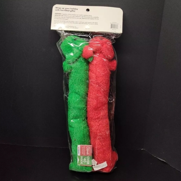 Squeaky 17" Dog Toy, Value 2- Pack, Red And Green Pet Holiday Collection - Picture 2 of 2